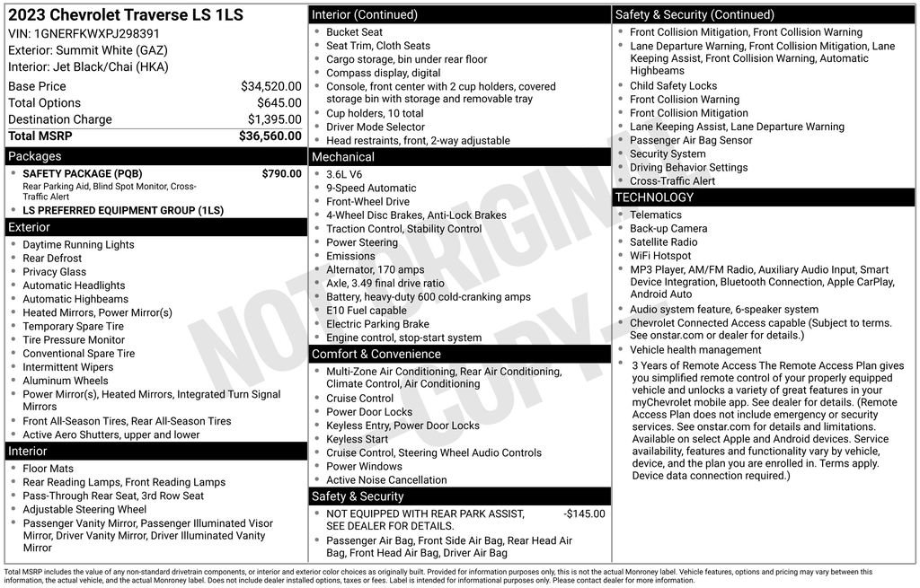 Used 2023 Chevrolet Traverse LS w/ Safety Package FWD image 31
