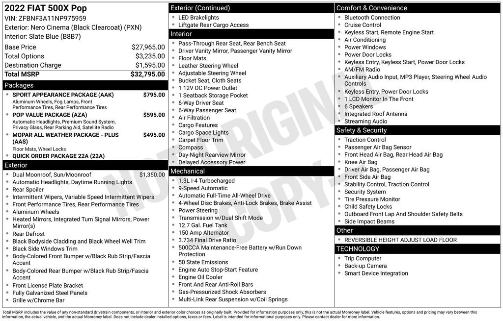 Used 2022 FIAT 500X Pop w/ Sport Appearance Package image 40