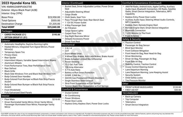 Used 2023 Hyundai Kona SEL w/ Cargo Package FWD image 20