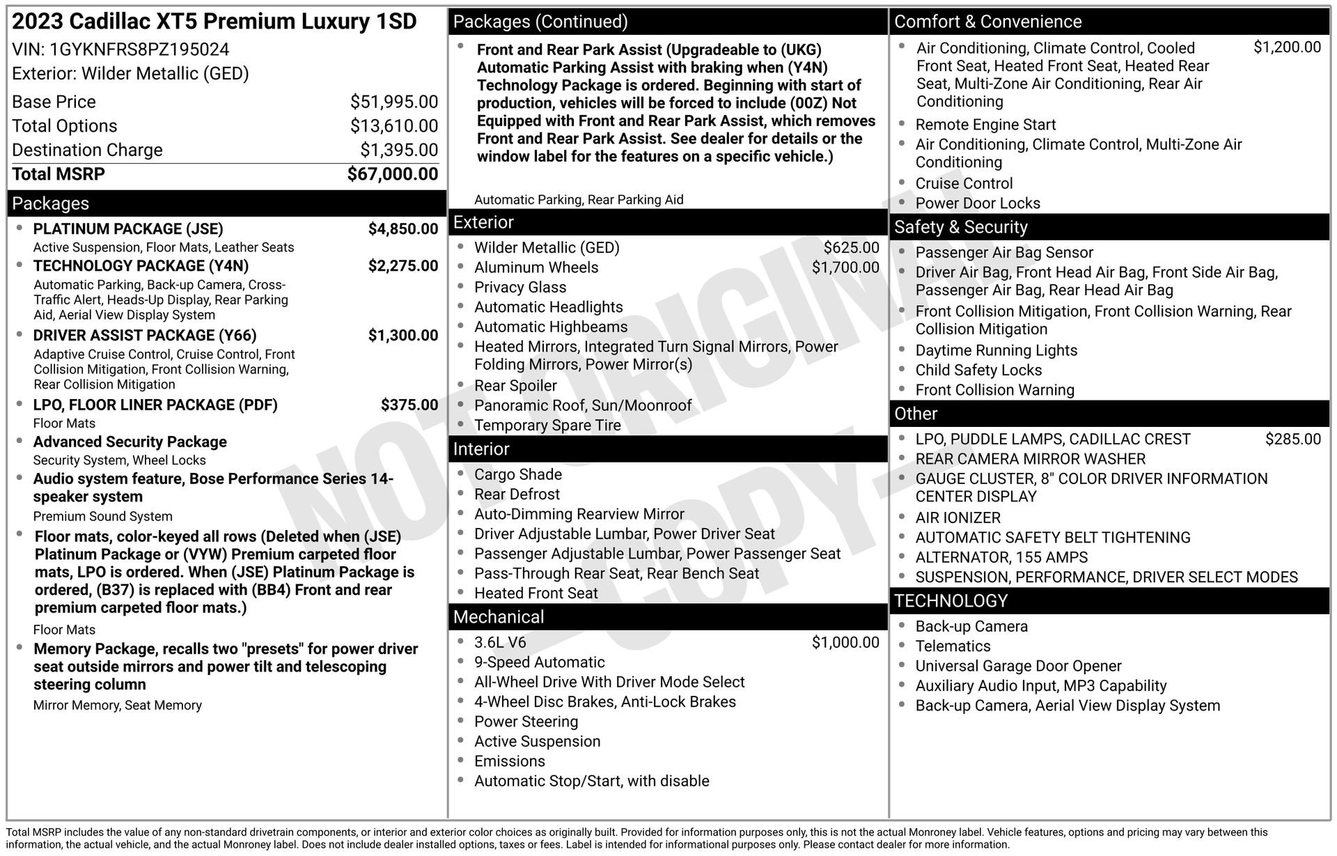 Used 2023 Cadillac XT5 Premium Luxury w/ Platinum Package image 17