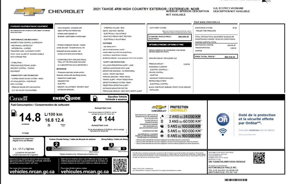 Used 2021 Chevrolet Tahoe High Country w/ Premium Package image 6