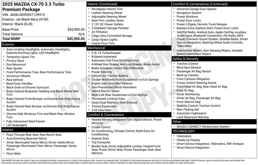 New 2025 MAZDA CX-70 3.3 Turbo w/ Premium Package image 4