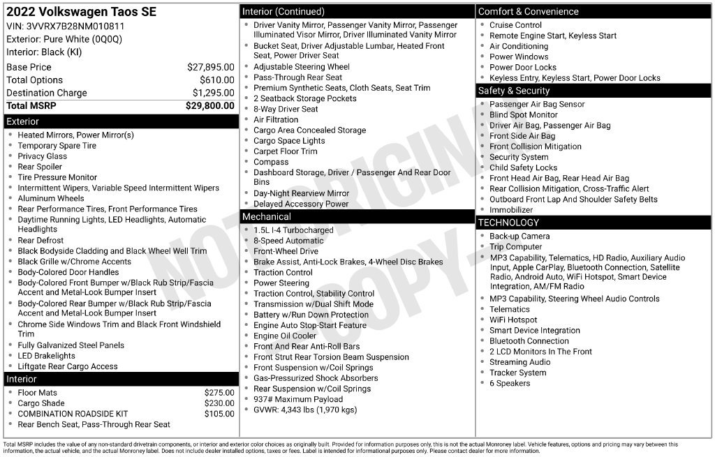Certified 2022 Volkswagen Taos SE FWD image 35