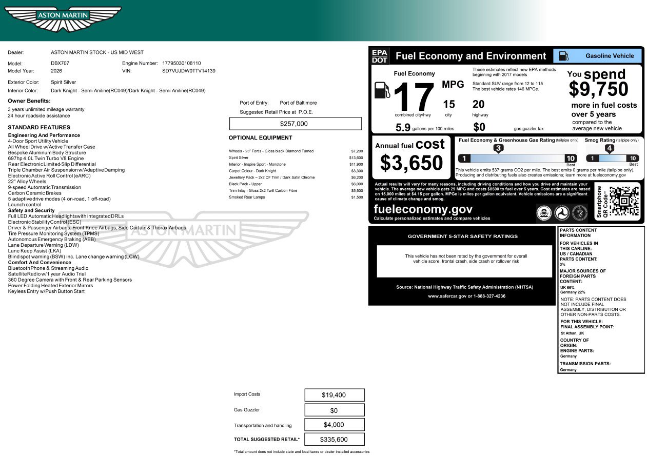 New 2026 Aston Martin DBX 707 image 28