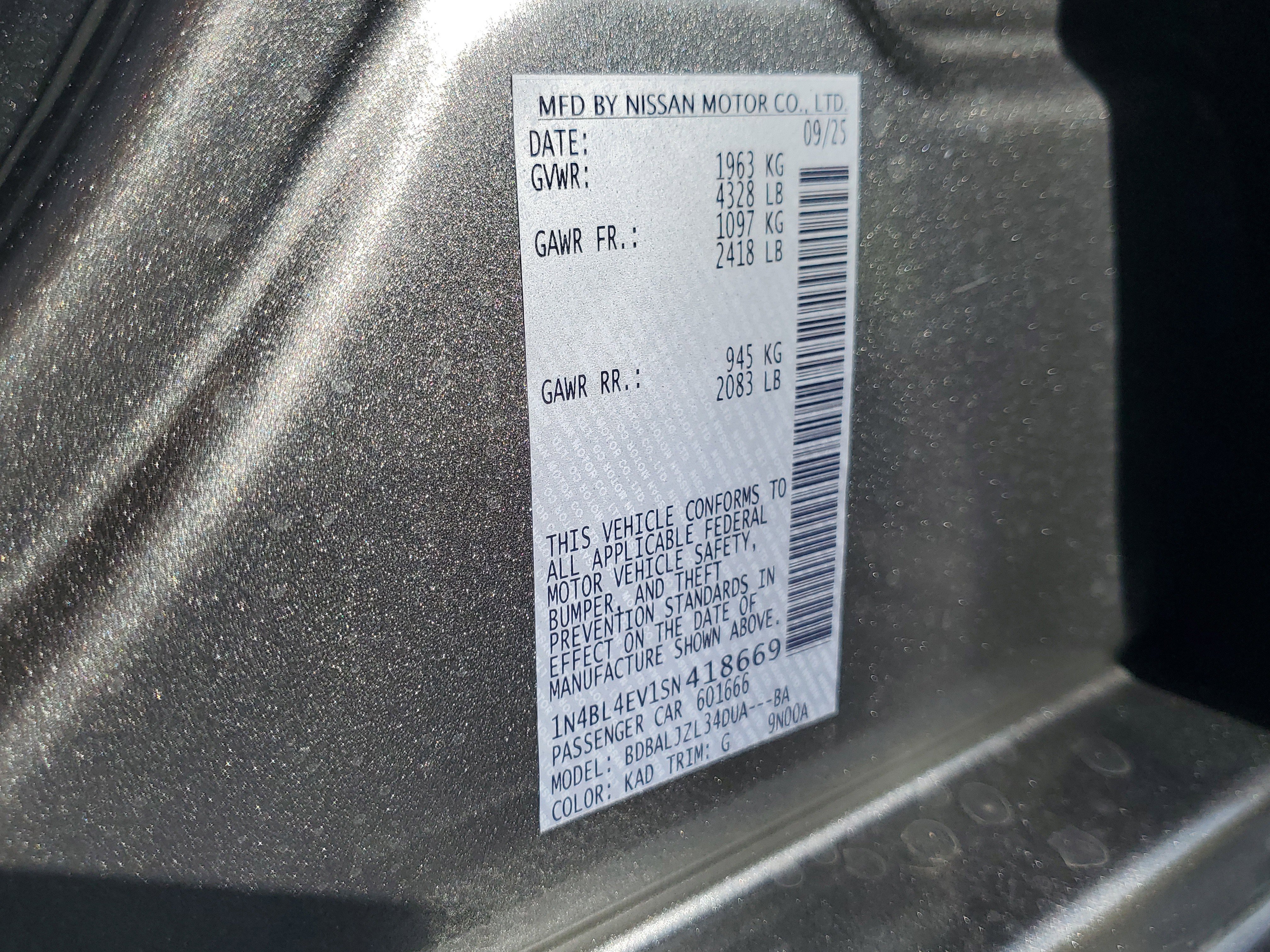 New 2025 Nissan Altima 2.5 SL image 16