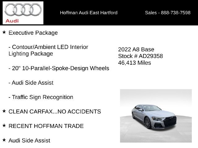 Certified 2022 Audi A8 L 3.0T w/ Executive Package AWD/4WD image 12