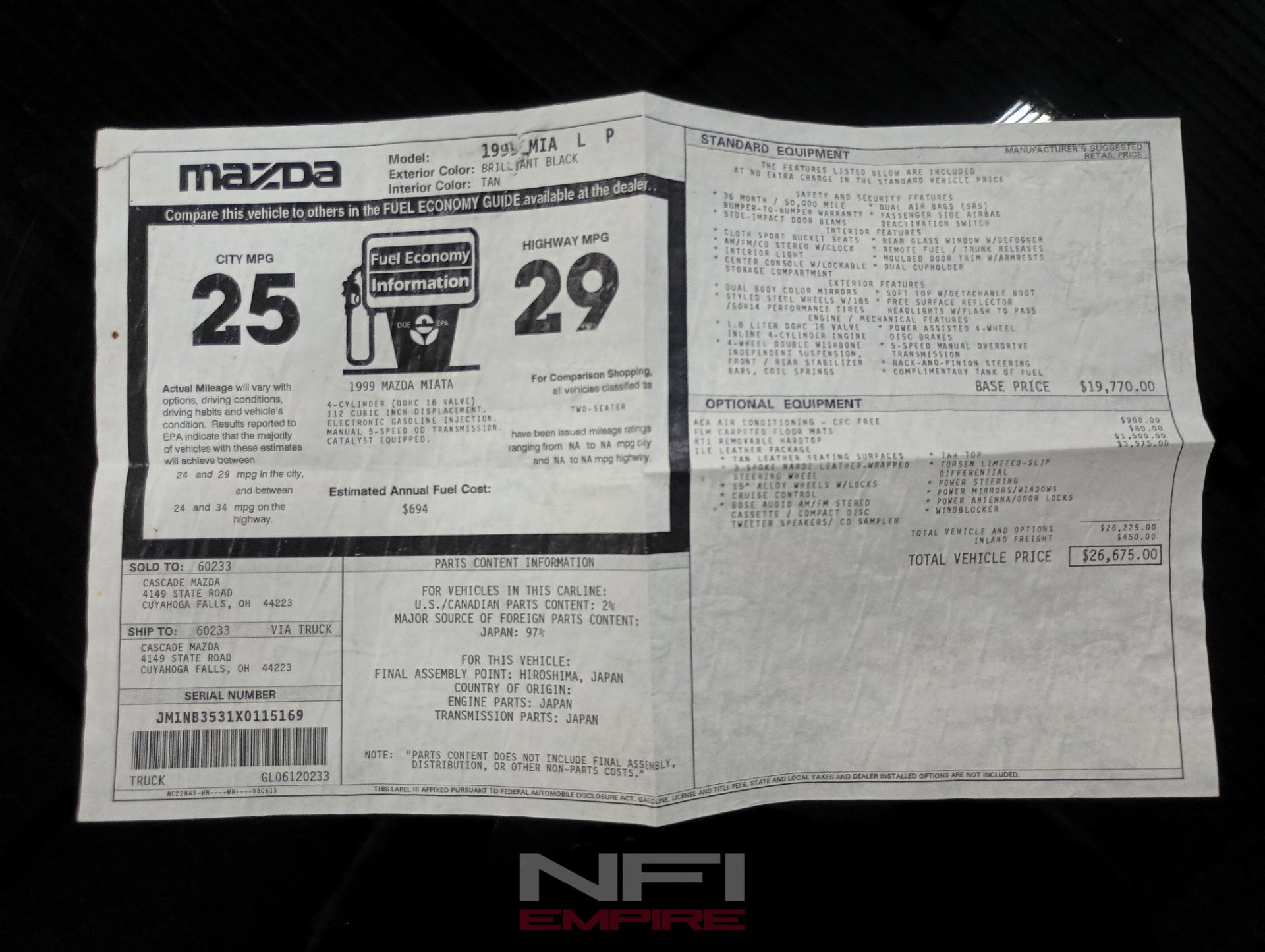 Used 1999 MAZDA MX-5 Miata RWD image 68