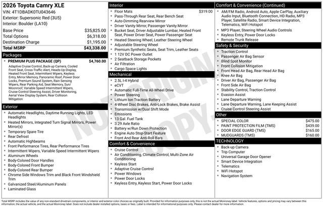 New 2026 Toyota Camry XLE w/ Premium Plus Package image 7