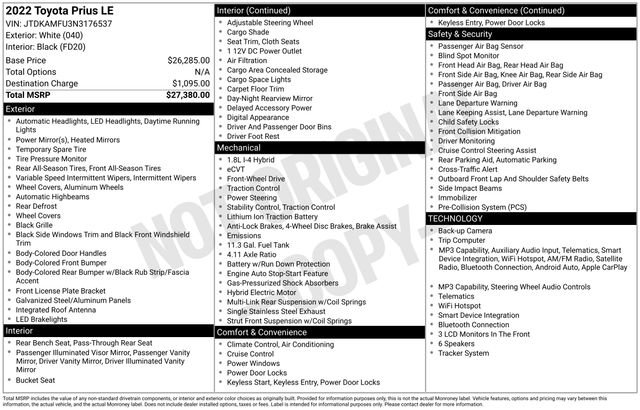 Used 2022 Toyota Prius LE image 7