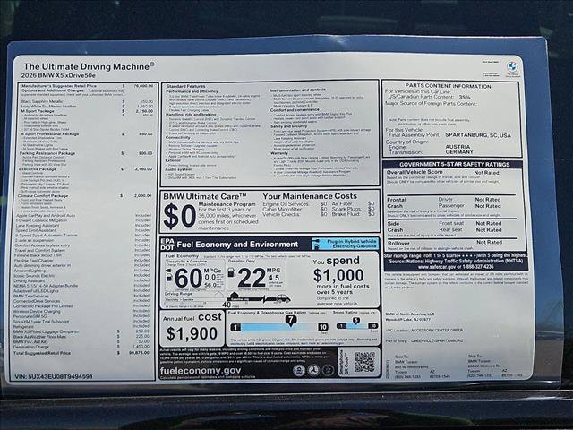 New 2026 BMW X5 xDrive50e w/ Executive Package AWD/4WD image 18