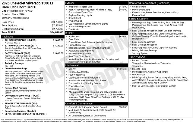 New 2026 Chevrolet Silverado 1500 LT w/ All Star Edition Plus AWD/4WD image 5