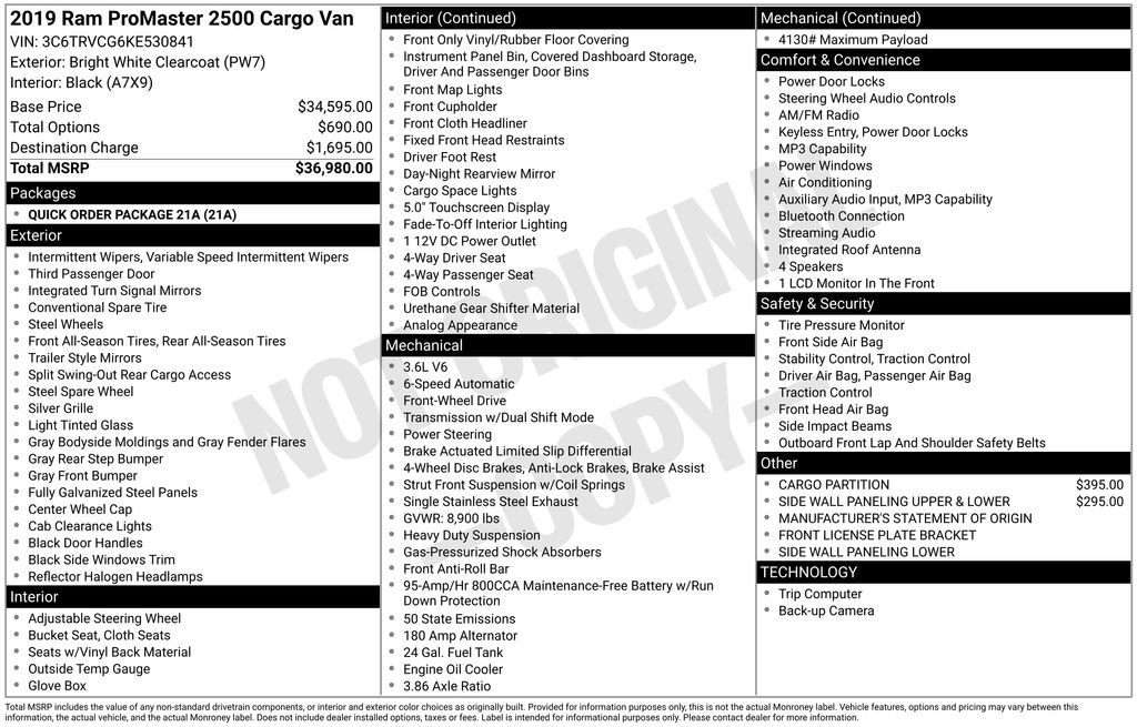 Used 2019 RAM ProMaster 2500 FWD image 7