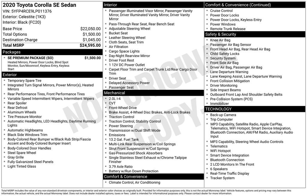 Used 2020 Toyota Corolla SE w/ SE Premium Package FWD image 2