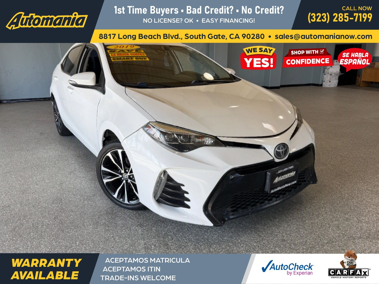 Used 2019 Toyota Corolla SE w/ Carpet Mat Package (TMS) FWD image 1