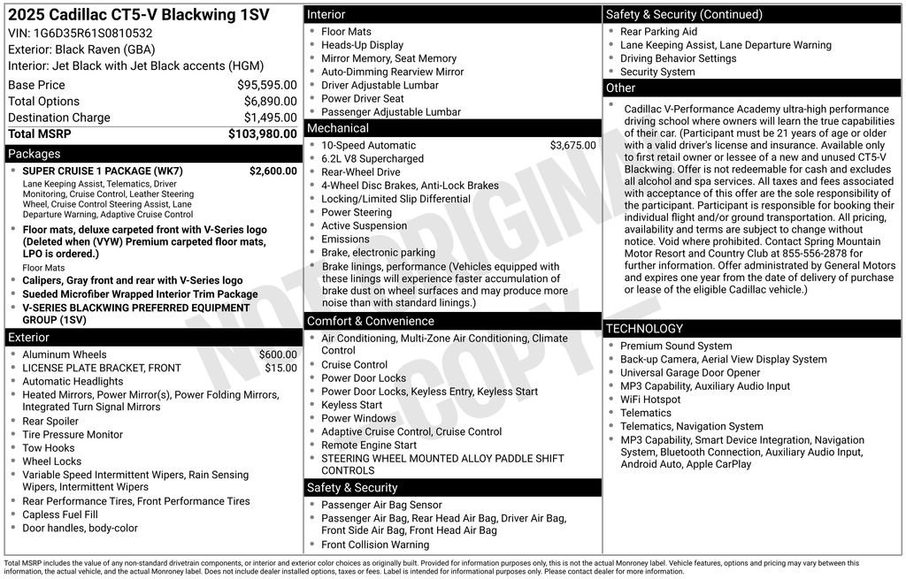 Used 2025 Cadillac CT5 V Blackwing w/ Super Cruise 1 Package RWD image 39