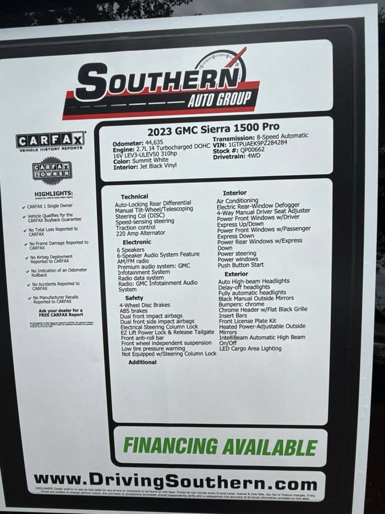 Used 2023 GMC Sierra 1500 Pro w/ Pro Value Package AWD/4WD image 18