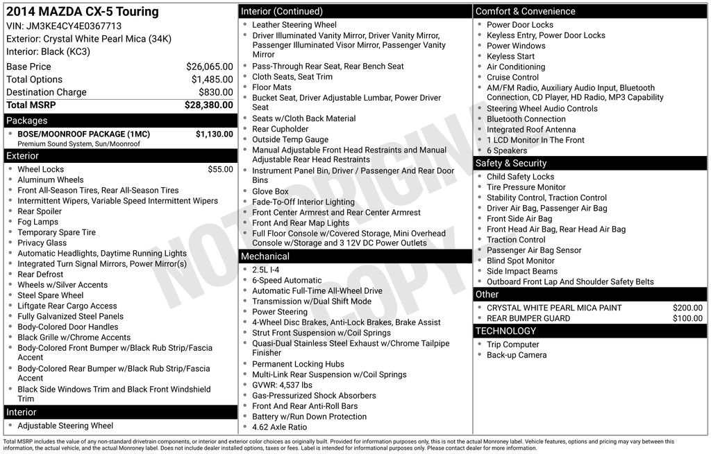 Used 2014 MAZDA CX-5 Touring w/ Bose/Moonroof Package image 3