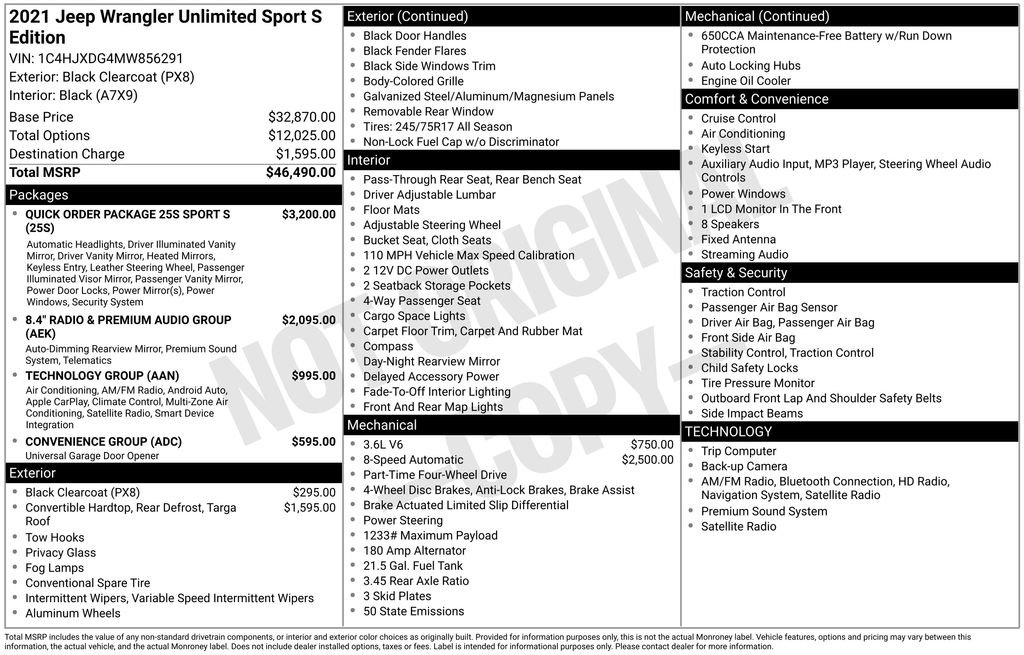 Used 2021 Jeep Wrangler Unlimited Sport image 14