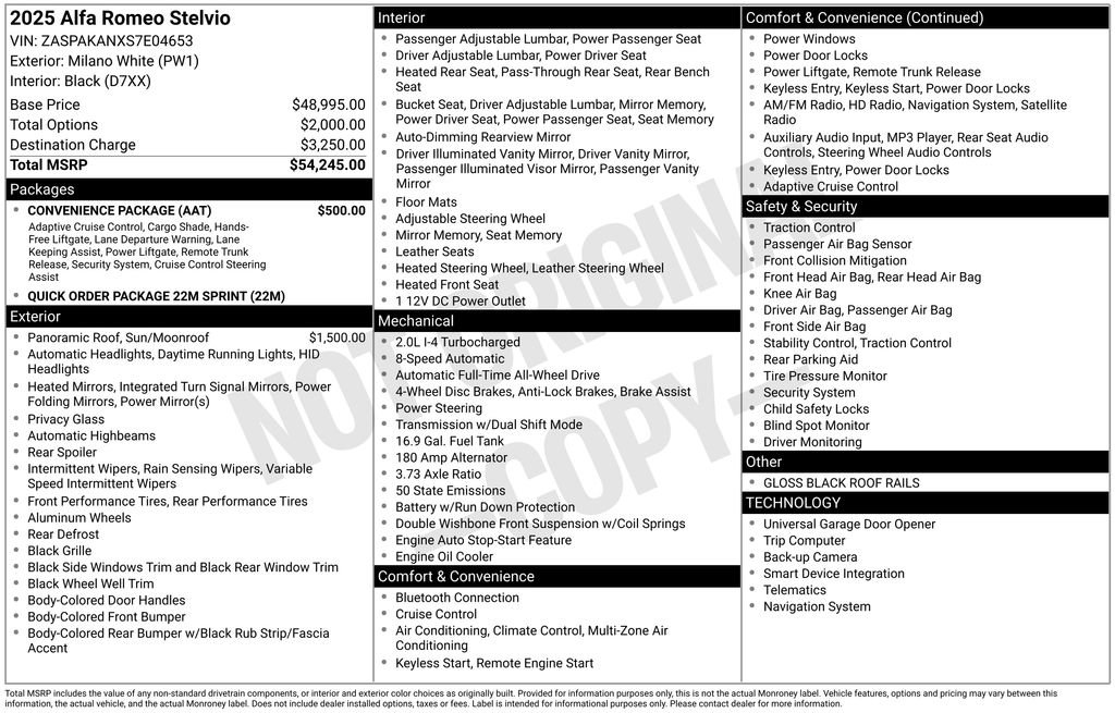 New 2025 Alfa Romeo Stelvio Sprint w/ Convenience Package AWD/4WD image 6