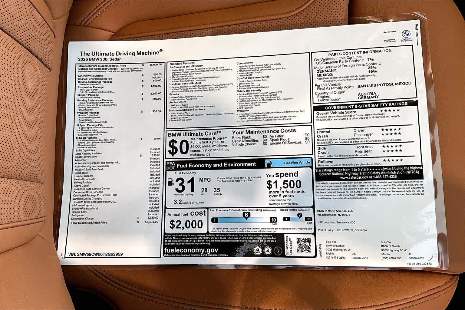 New 2026 BMW 330i Sedan w/ M Sport Package RWD image 20