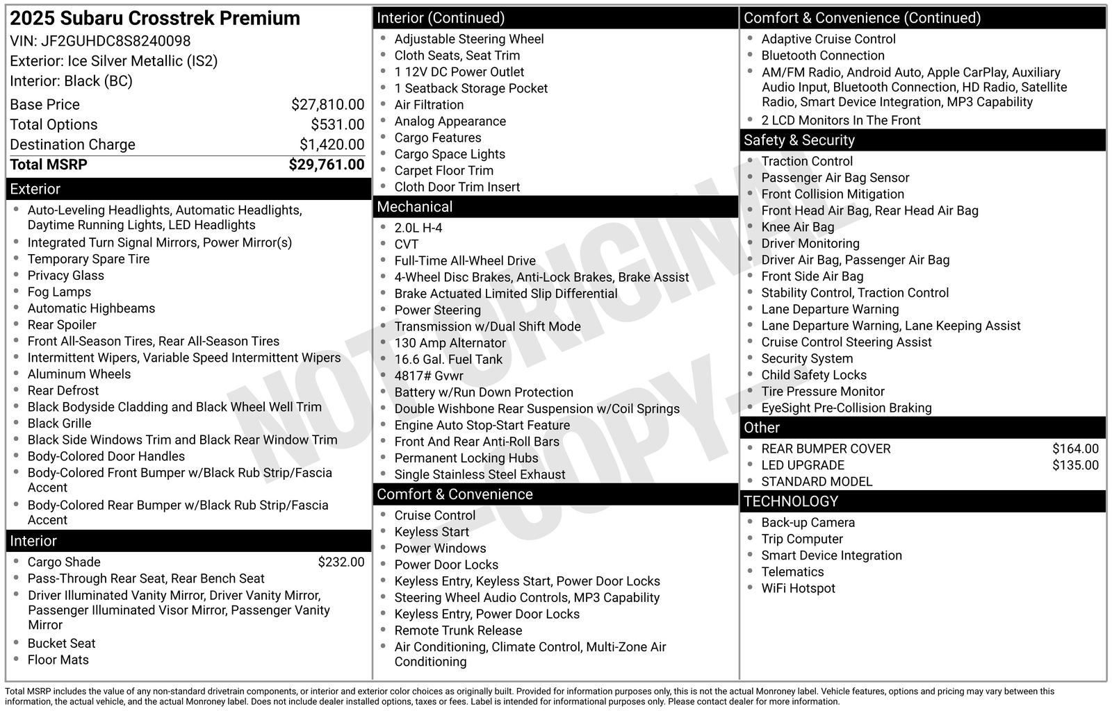Certified 2025 Subaru Crosstrek 2.0i Premium image 29