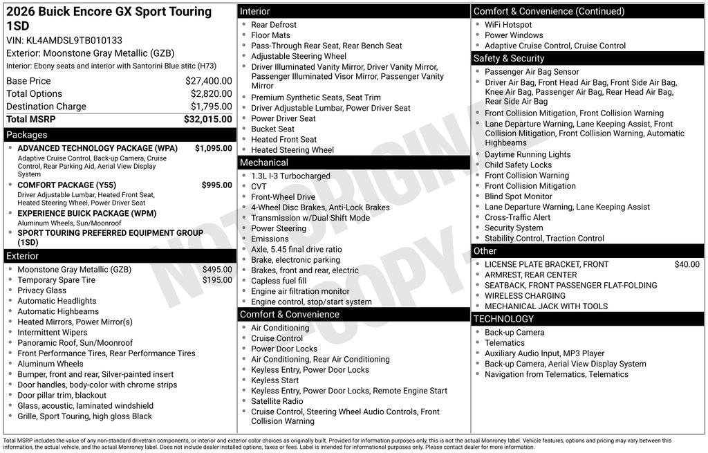 New 2026 Buick Encore GX Sport Touring w/ Advanced Technology Package FWD image 6