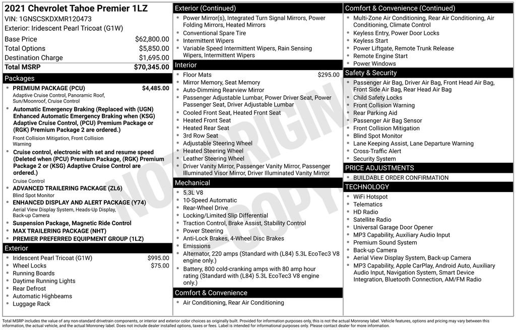 Certified 2021 Chevrolet Tahoe Premier w/ Premium Package RWD image 5