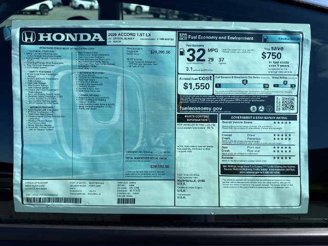 New 2026 Honda Accord LX image 30