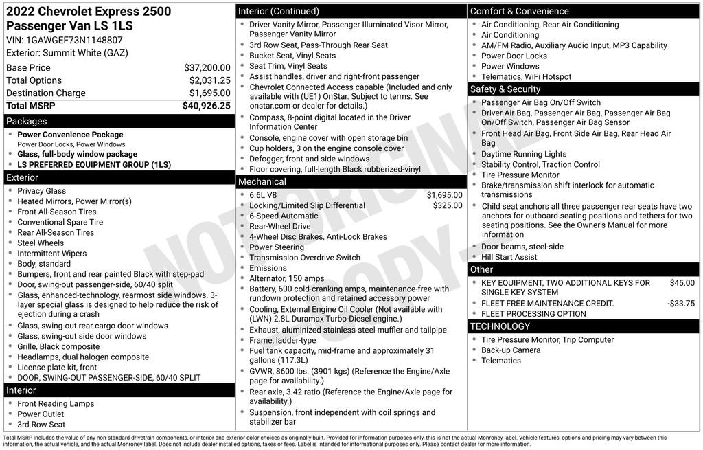 Used 2022 Chevrolet Express 2500 LS RWD image 26