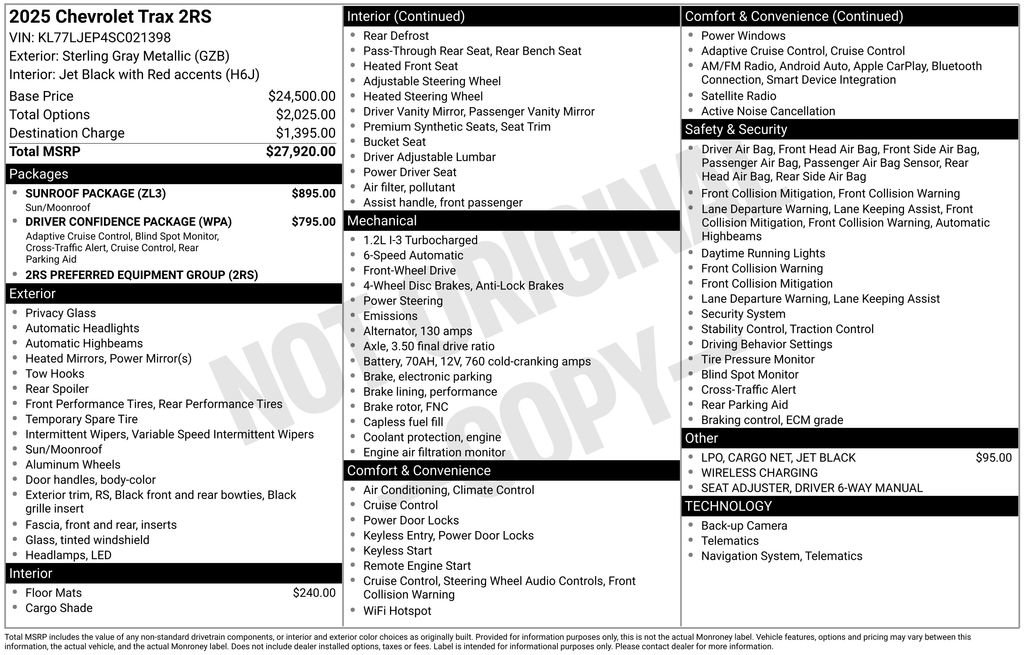 Used 2025 Chevrolet Trax RS w/ Sunroof Package image 25