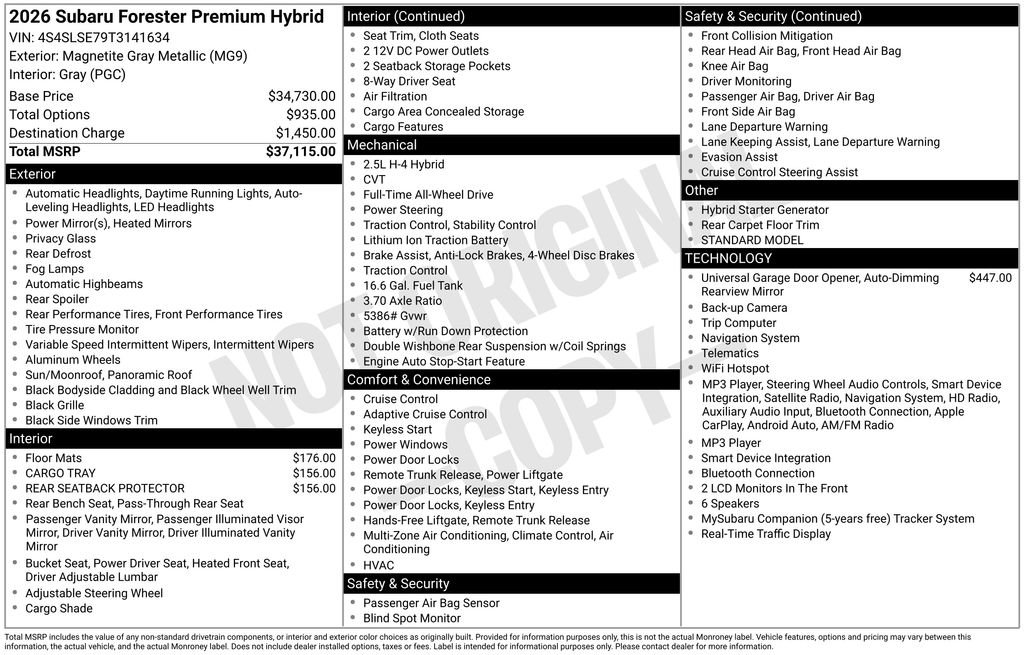 New 2026 Subaru Forester Premium AWD/4WD image 44
