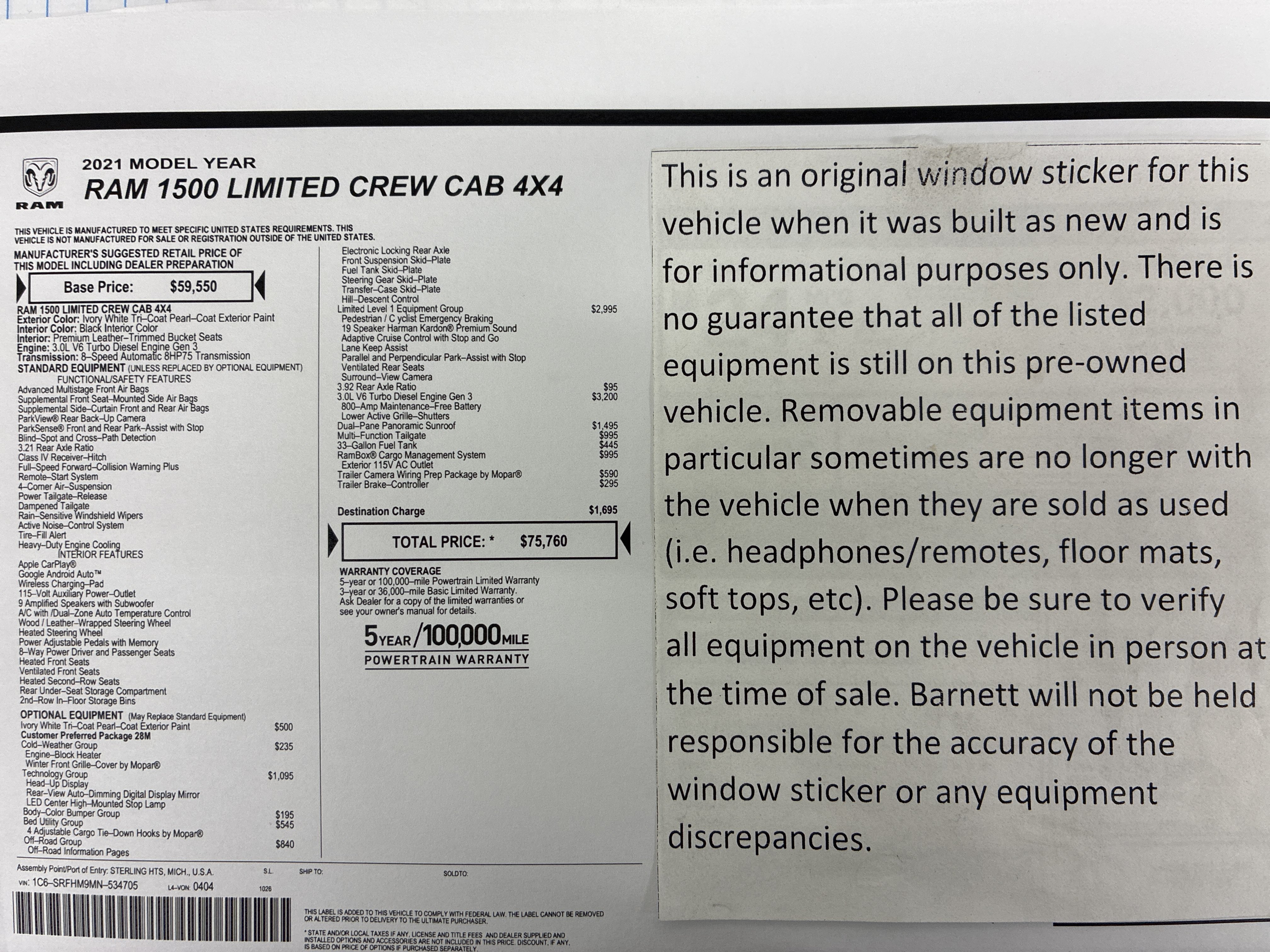 Certified 2021 RAM 1500 Limited AWD/4WD image 2