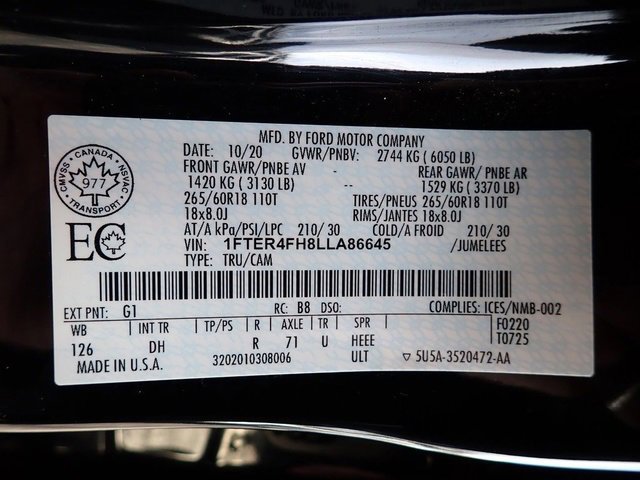 Used 2020 Ford Ranger Lariat w/ Equipment Group 501A Mid image 23