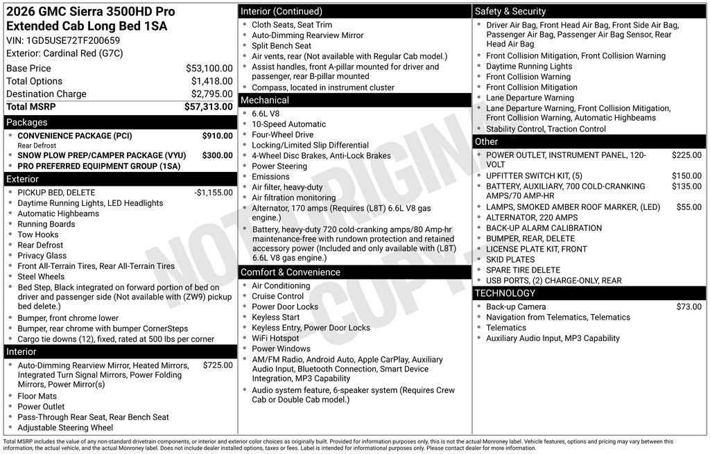 New 2026 GMC Sierra 3500 Pro w/ Convenience Package AWD/4WD image 37