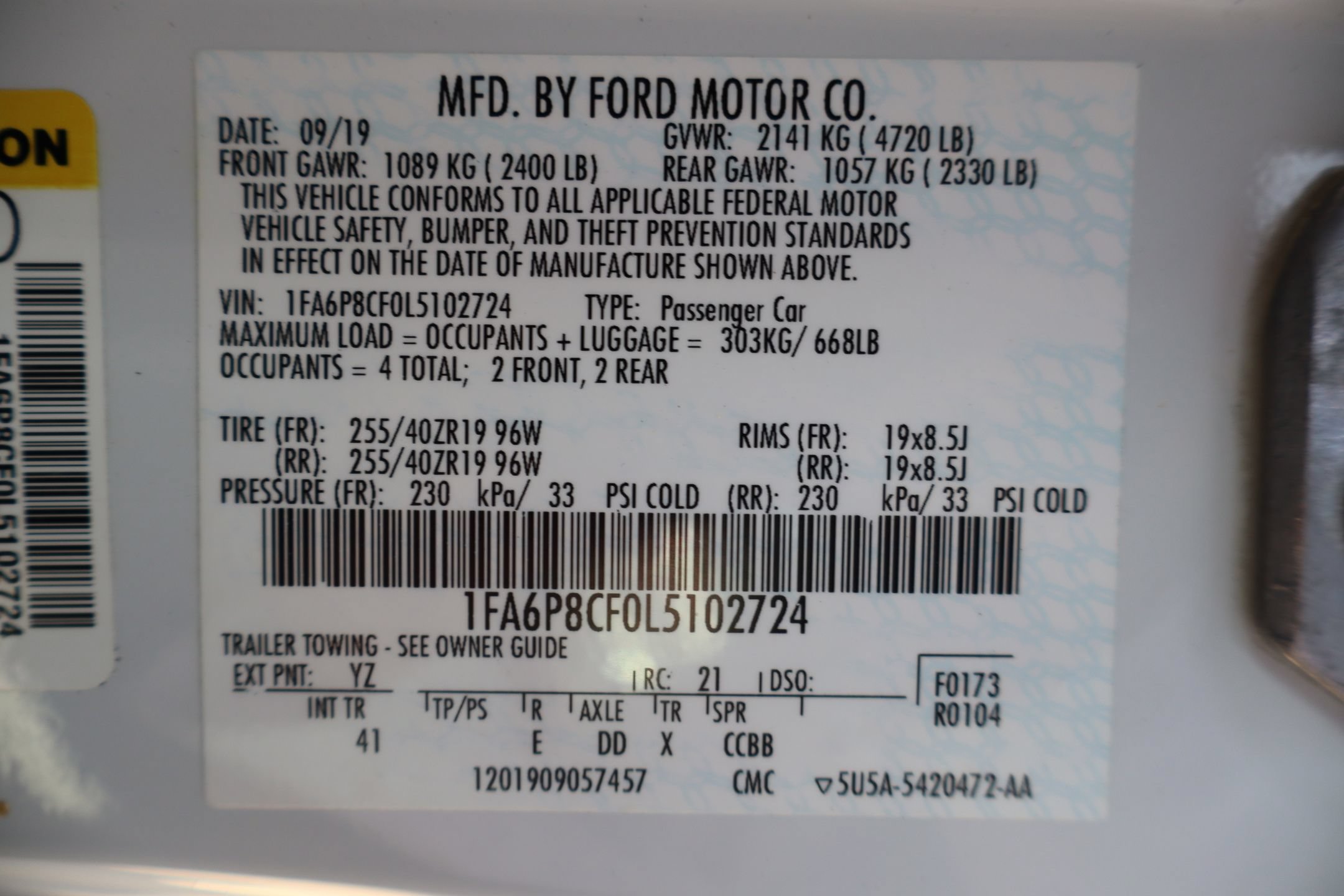 Certified 2020 Ford Mustang GT Premium w/ Black Accent Package RWD image 30