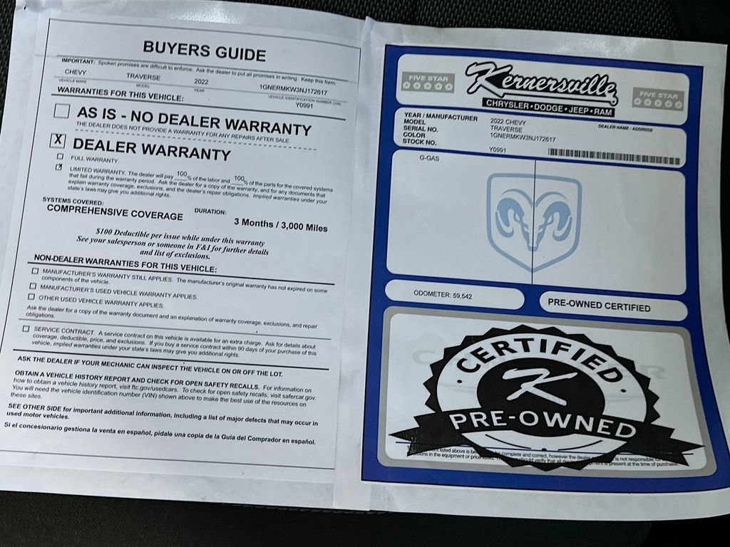 Used 2022 Chevrolet Traverse LT w/ LPO, Cargo Package FWD image 36