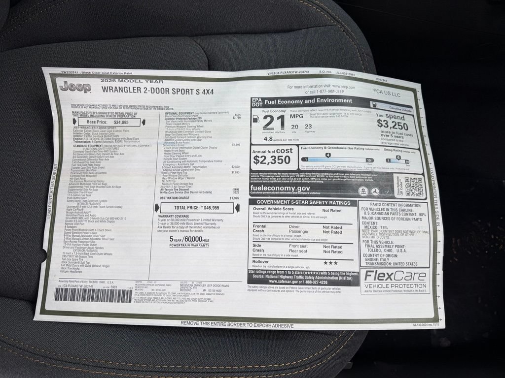 New 2026 Jeep Wrangler Sport AWD/4WD image 23