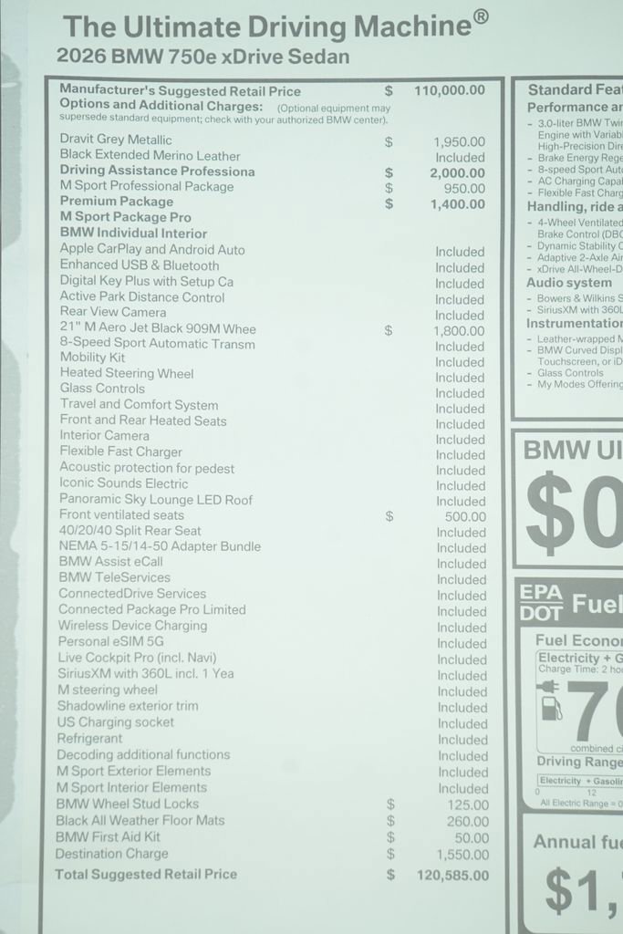 New 2026 BMW 750e xDrive AWD/4WD image 10