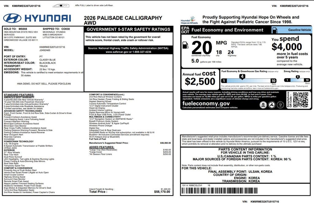 Used 2026 Hyundai Palisade Calligraphy image 3