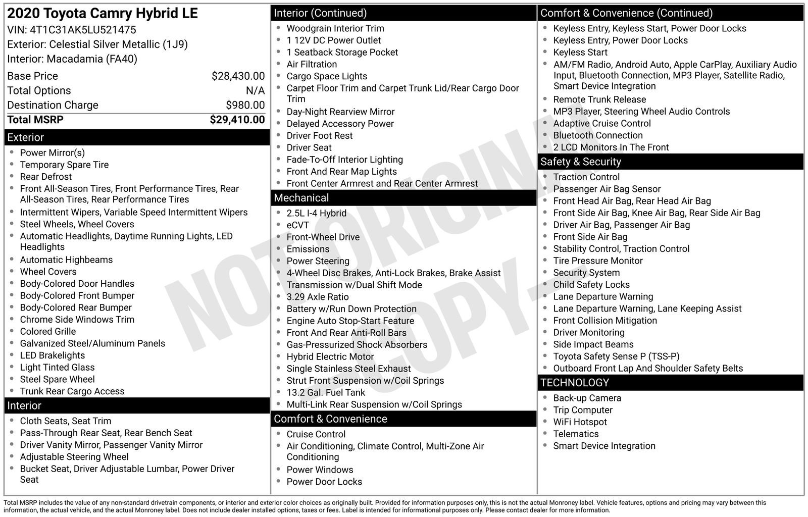 Used 2020 Toyota Camry LE image 15