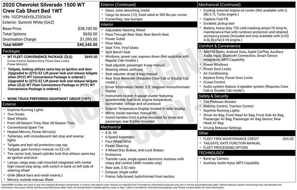 Used 2020 Chevrolet Silverado 1500 W/T w/ WT Fleet Convenience Package image 5