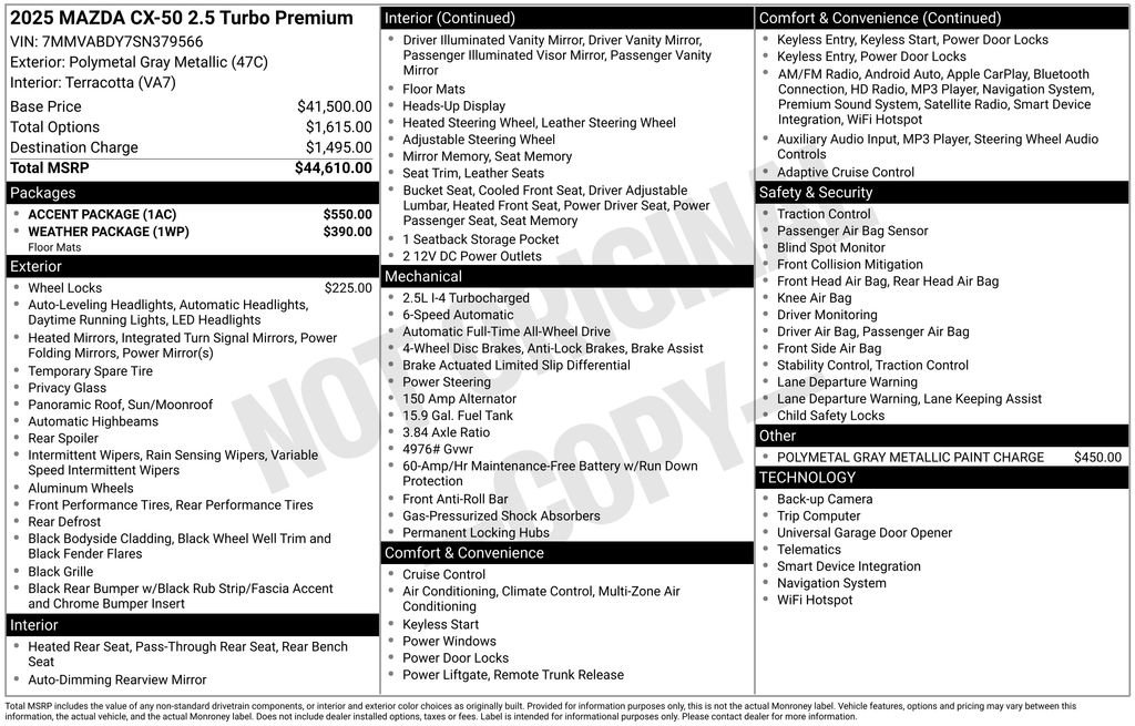 Used 2025 MAZDA CX-50 AWD 2.5 Turbo w/ Accent Package image 3
