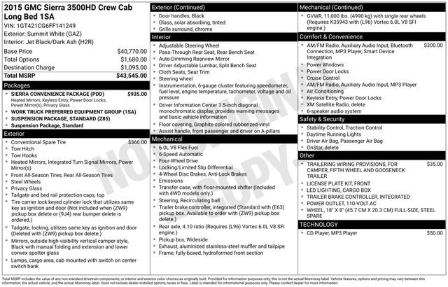 Used 2015 GMC Sierra 3500 4x4 Crew Cab w/ Sierra Convenience Package image 3