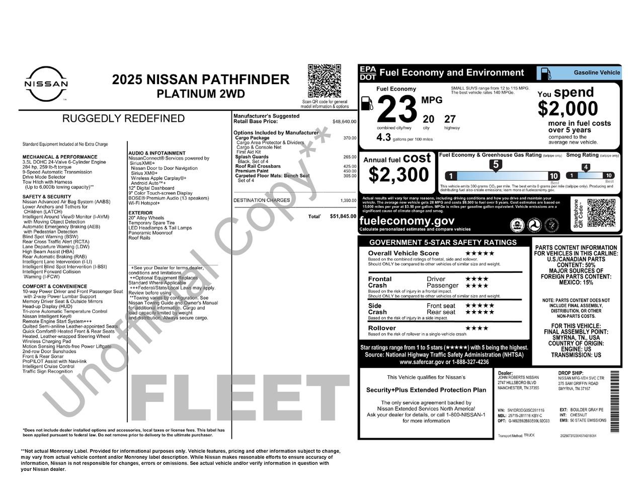 Used 2025 Nissan Pathfinder Platinum w/ Cargo Package FWD image 5