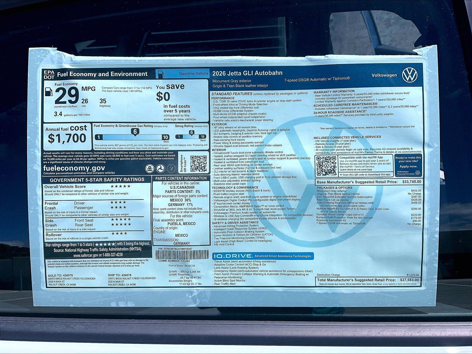 New 2026 Volkswagen Jetta GLI Autobahn FWD image 12