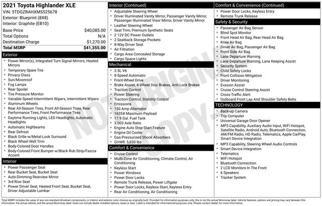 Used 2021 Toyota Highlander XLE FWD image 36