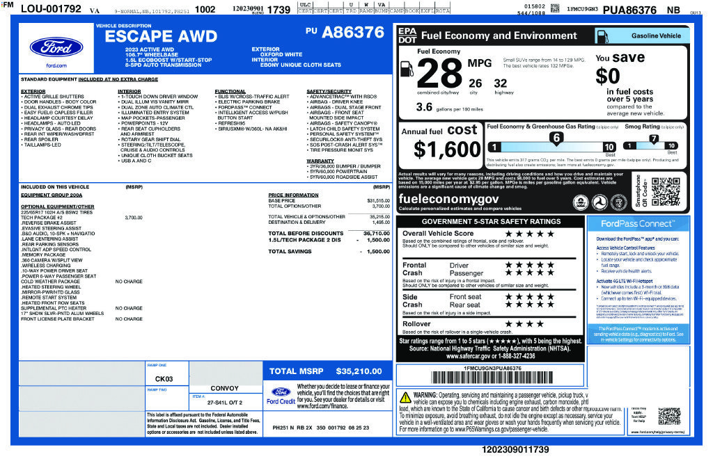 Used 2023 Ford Escape Active w/ Tech Pack #2 AWD/4WD image 6