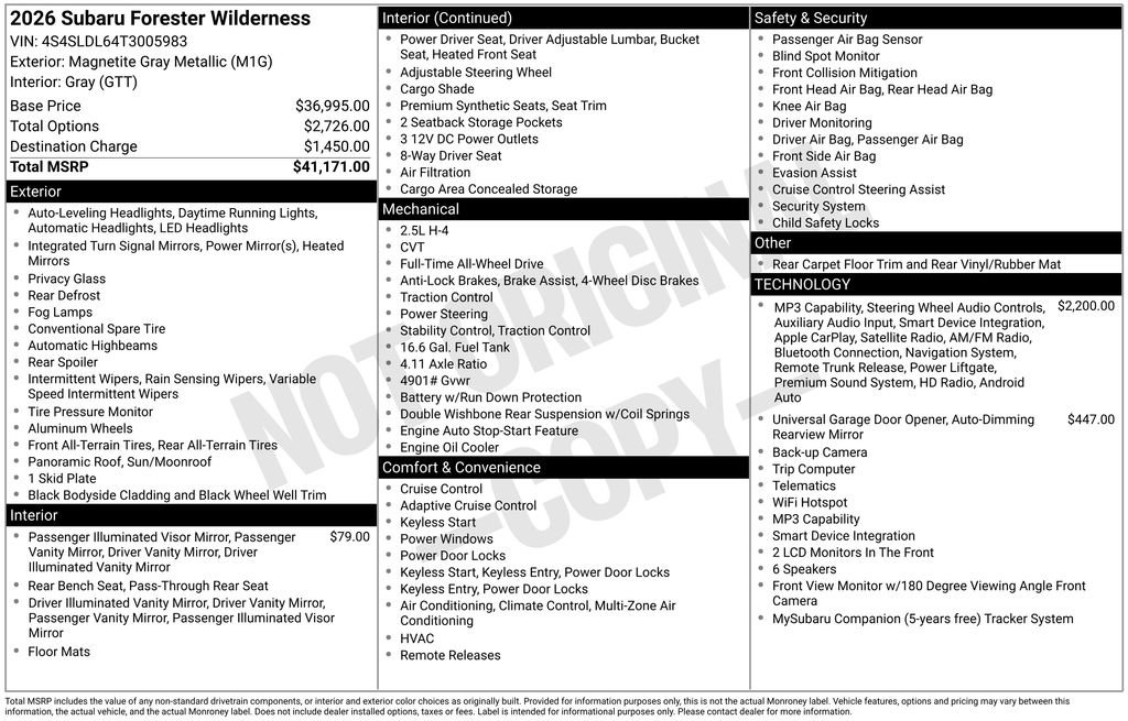 Certified 2026 Subaru Forester Wilderness AWD/4WD image 2