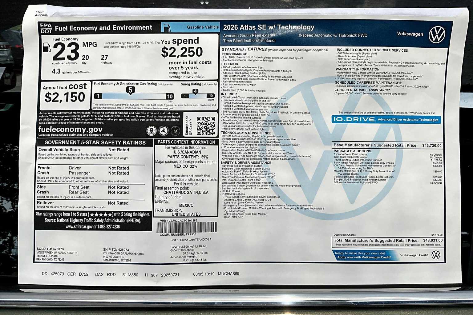New 2026 Volkswagen Atlas SE image 18