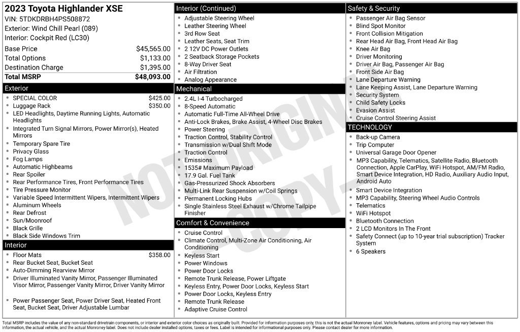 Used 2023 Toyota Highlander XSE AWD/4WD image 38